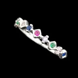 ANEL APARADOR COM 9 PEDRAS ZIRCONIA CORES