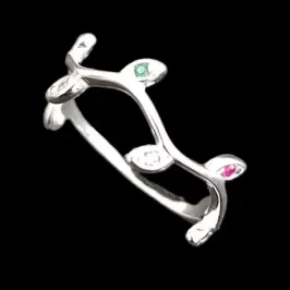 ANEL FOLHA  7 PEDRAS ZIRCONIA