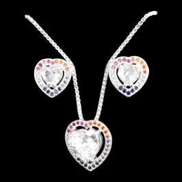 CONJUNTO CORAÇÃO MOLDURA CRAVEJADO (CORES)