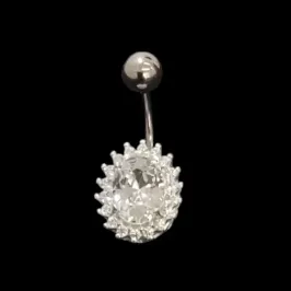 PIERCING DE UMBIGO OVAL ZIRCONIA CRAVEJADO