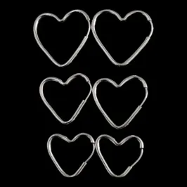 TRIO ARGOLAS CORAÇÃO  FIO REDONDO 1,5MM P/M/G