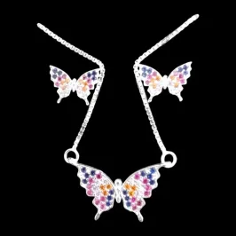 CONJUNTO BORBOLETA CRAVEJADO ( CORES)