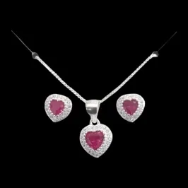 CONJUNTO CORAÇÃO MICROZIRCONIA VERMELHO