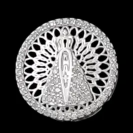 PINGENTE NOSSA SRA.  CIRCULO CRAVEJADO MICROZIRCONIA