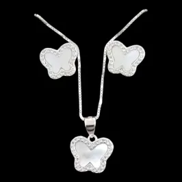 CONJUNTO BORBOLETA CRAVEJADO VAN CLEEF MADREPEROLA