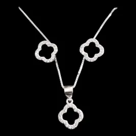 CONJUNTO TREVO VAN CLEEF MICROZIRCONIA PRETO