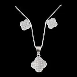 CONJUNTO VAN CLEFF CRAVEJADO MICROZ. BRANCA