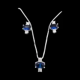 CONJUNTO ZIRCONIA OVAL AZUL