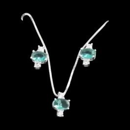 CONJUNTO ZIRCONIA OVAL VERDE AGUA