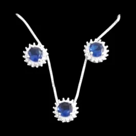 CONJUNTO ZIRCONIA REDONDO MOLDURA CRAVEJADO AZUL