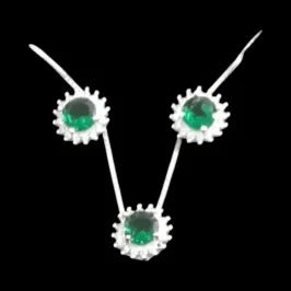 CONJUNTO ZIRCONIA REDONDO MOLDURA CRAVEJADO VERDE