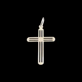 PINGENTE CRUZ LISA VAZADA LASER MEDIA