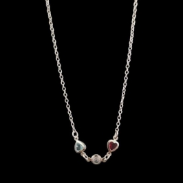 CHOKER 2 CORAÇOES E PEDRA REDONDA