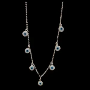 CHOKER OLHO GREGO 7 PEDRAS 8 MM