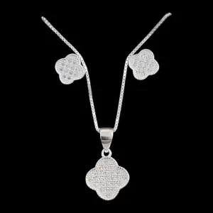 CONJUNTO VAN CLEFF CRAVEJADO MICROZ. BRANCA