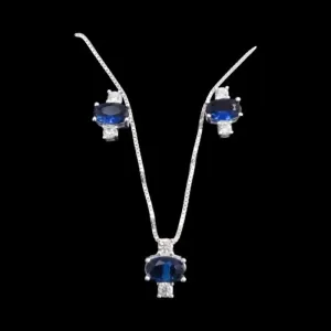 CONJUNTO ZIRCONIA OVAL AZUL