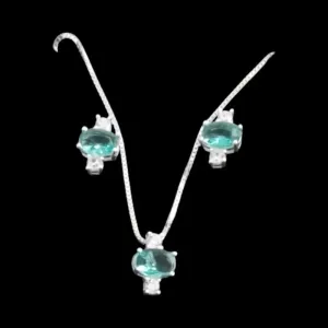 CONJUNTO ZIRCONIA OVAL VERDE AGUA