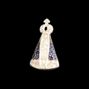 PINGENTE NOSSA SRA DA APARECIDA MANTO AZUL CRAVEJADA GRANDE