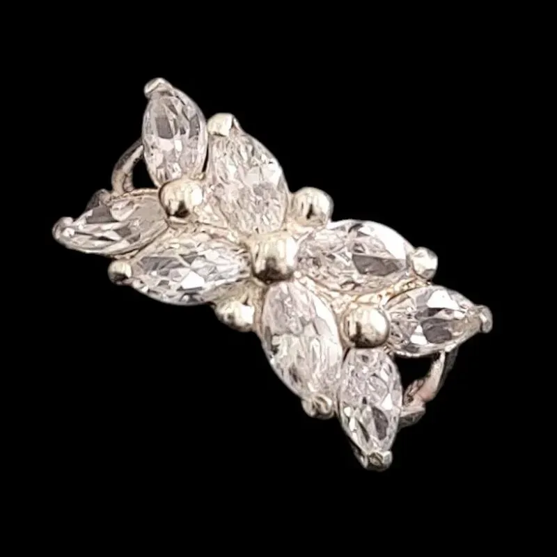 ANEL ALIANÇA FLORES PEDRA ZIRCONIA