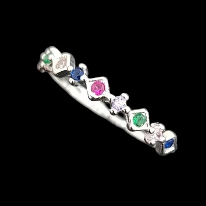 ANEL APARADOR COM 9 PEDRAS ZIRCONIA CORES