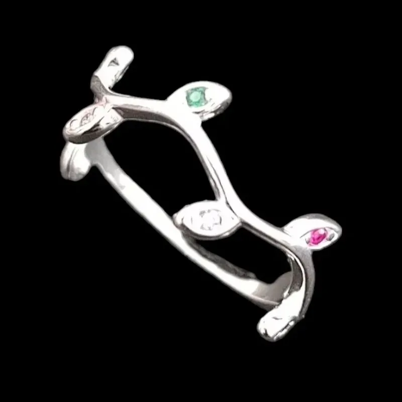 ANEL FOLHA  7 PEDRAS ZIRCONIA