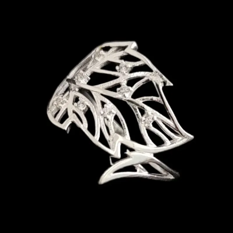 ANEL FOLHAS COM ZIRCONIA