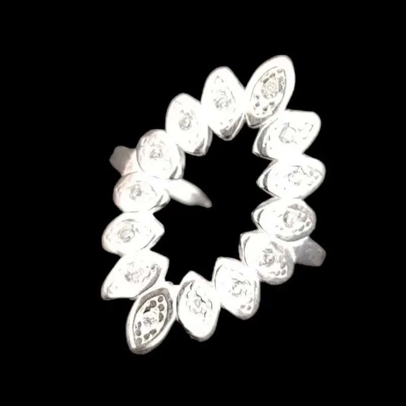 ANEL NAVETE VAZADA COM 14 PEDRAS MICROZIRCONIA