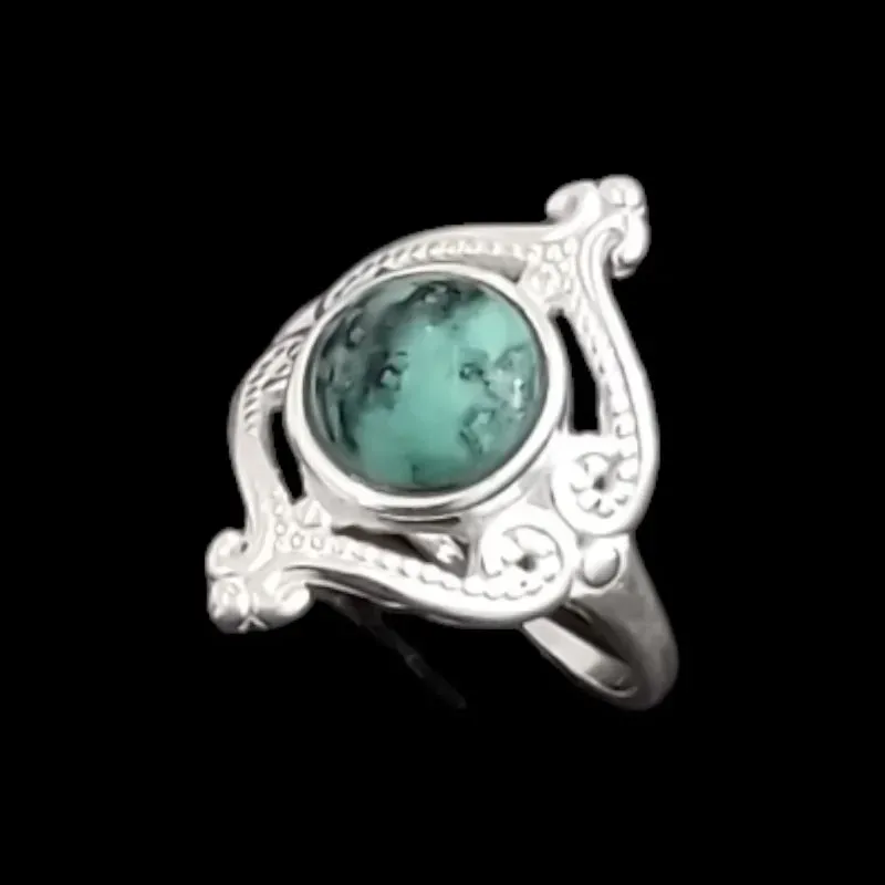 ANEL PEDRA CENTRAL REDONDA MALAQUITA