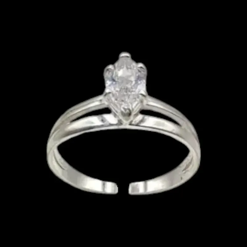 ANEL SOLITÁRIO 6 GARRAS NAVETE 5,0 MM ARO DUPLO