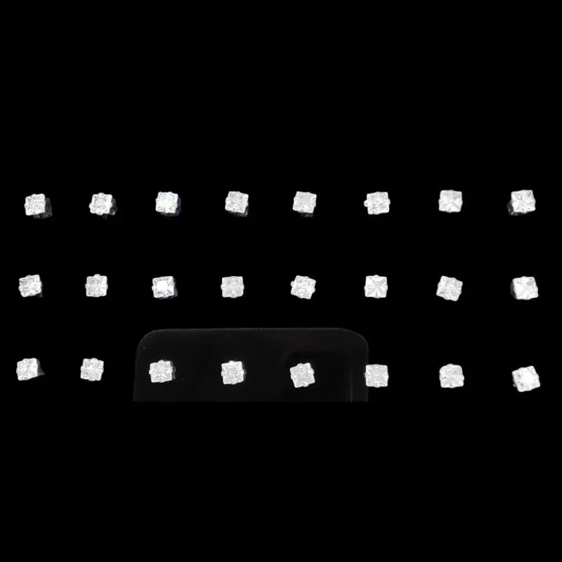 BRINCO ZIRCONIA QUADRADO 3X3 3MM (CARTELA 12 PARES)