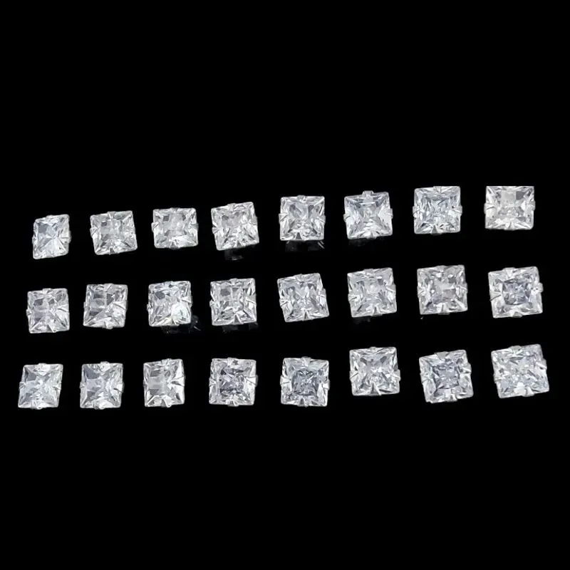 BRINCO ZIRCONIA QUADRADO 7X7 7MM (CARTELA 12 PARES)