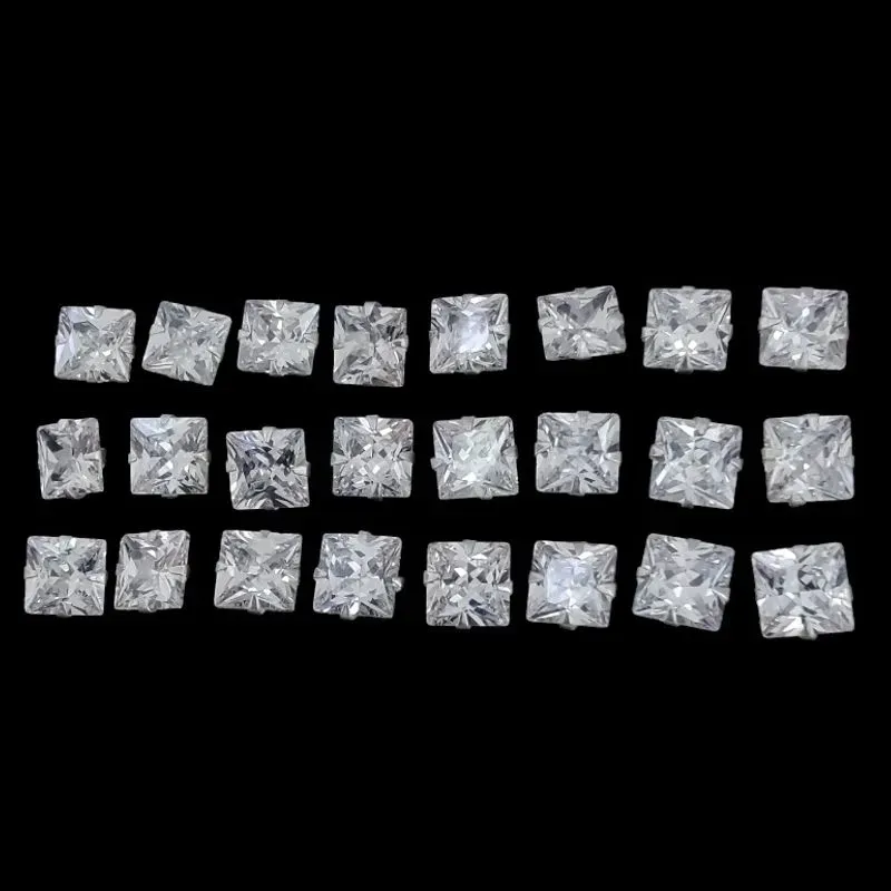 BRINCO ZIRCONIA QUADRADO 8X8 8MM (CARTELA 12 PARES)