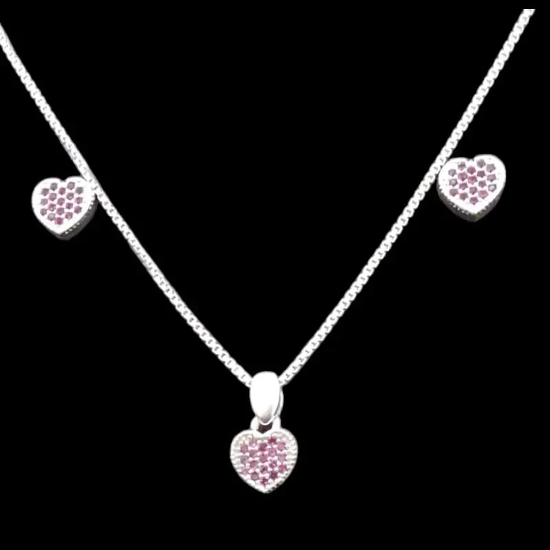CONJUNTO CORAÇÃO MICROZIRCONIA LILAS