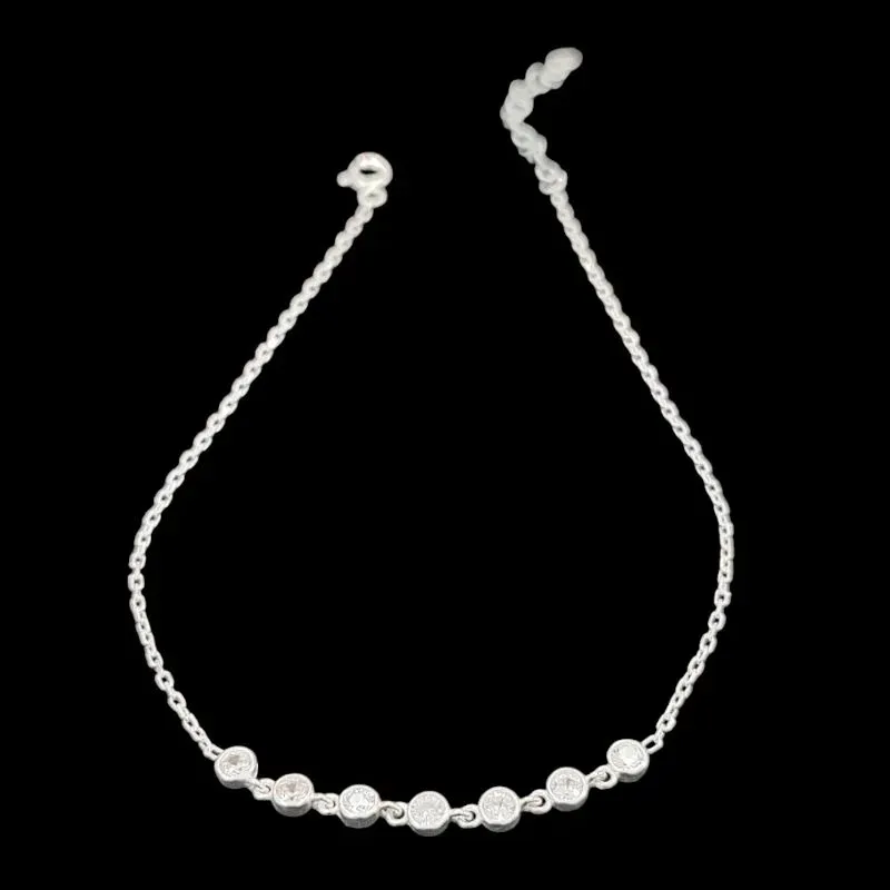 TORNOZELEIRA PEDRA REDONDA 4MM 7 PEDRAS