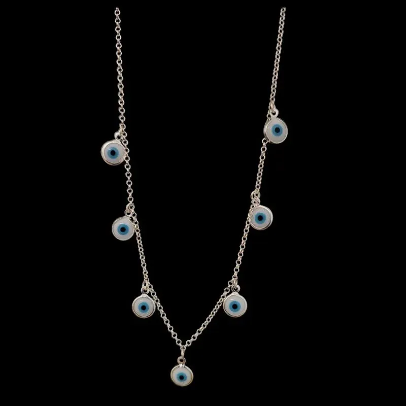 CHOKER OLHO GREGO 7 PEDRAS 8 MM