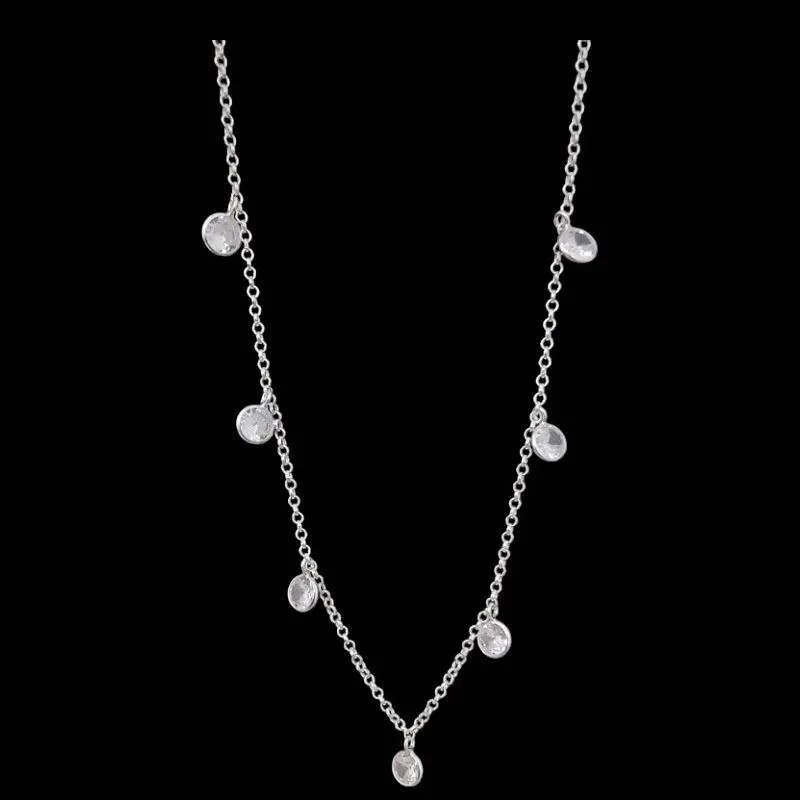 CHOKER REDONDO TRADICIONAL 6 MM 7 PEDRAS BRANCO