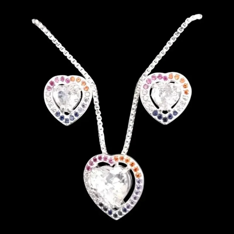 CONJUNTO CORAÇÃO MOLDURA CRAVEJADO (CORES)