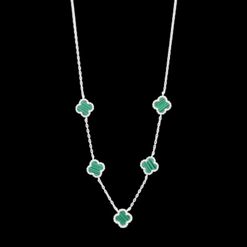 COLAR TREVOS 5 PEDRAS VERDE VAN CLEEF