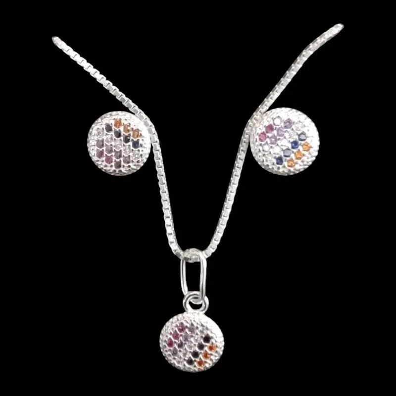 CONJUNTO REDONDO CRAVEJADO PEQUENO COLORIDO