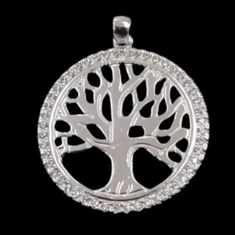 PINGENTE ARVORE DA VIDA COM CIRCULO CRAVEJADO TAM. GRANDE