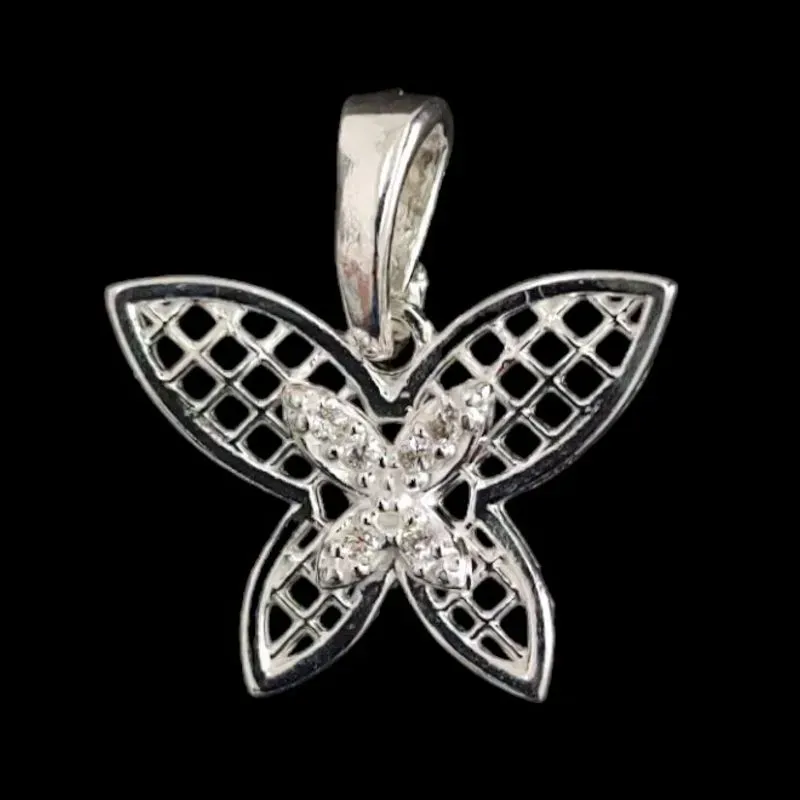 PINGENTE BORBOLETA EM X CRAVEJADA