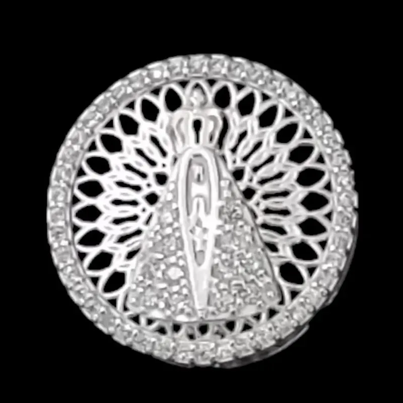 PINGENTE NOSSA SRA.  CIRCULO CRAVEJADO MICROZIRCONIA