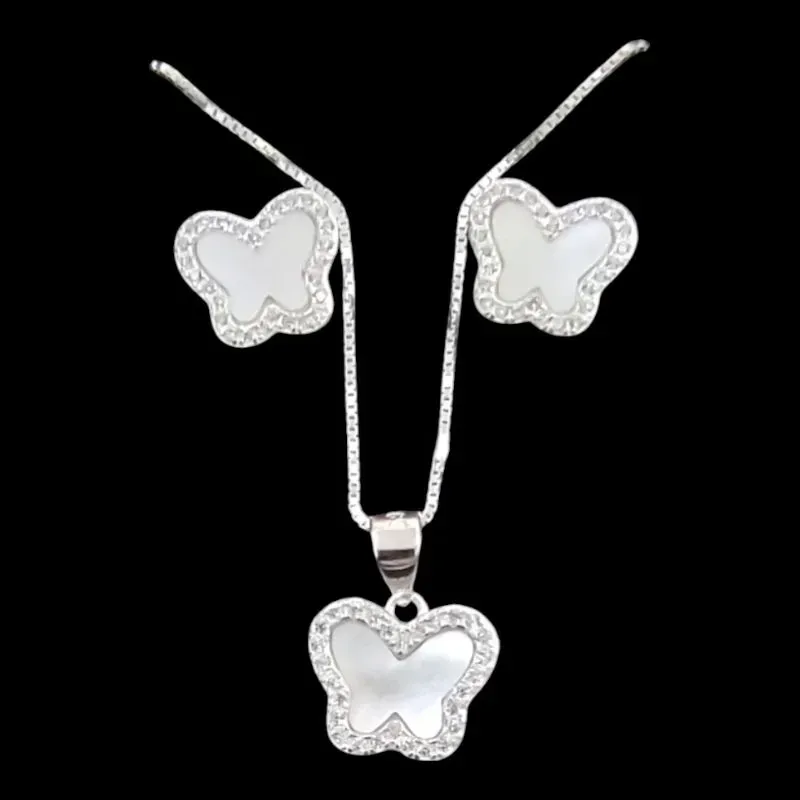 CONJUNTO BORBOLETA CRAVEJADO VAN CLEEF MADREPEROLA