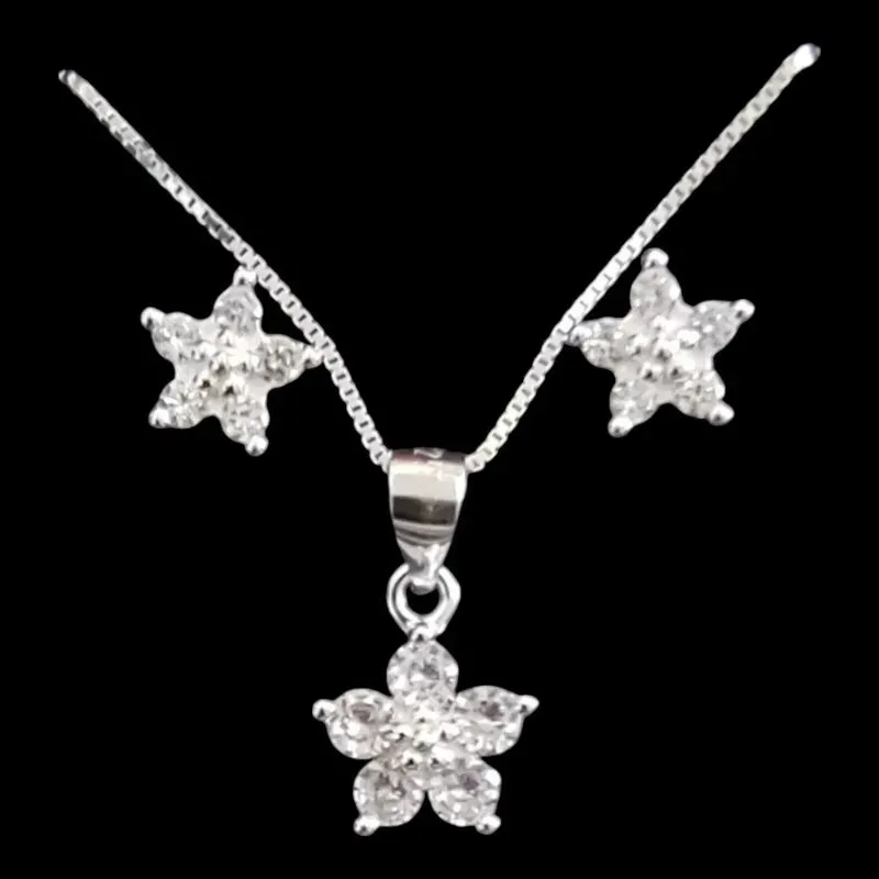 CONJUNTO FLOR PETALAS DE ZIRCONIA