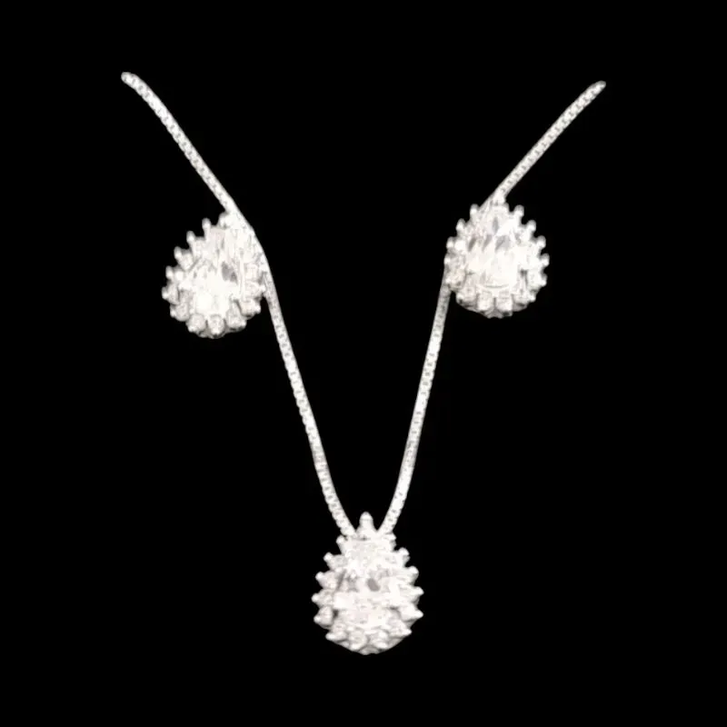 CONJUNTO ZIRCONIA GOTA MOLDURA CRAVEJADA BRANCO