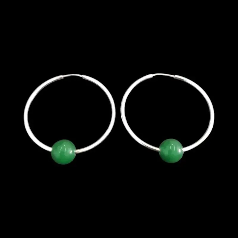 BRINCO ARGOLA REDONDA (RAIO 3 CM ) COM PEDRA NATURAL (CORES)