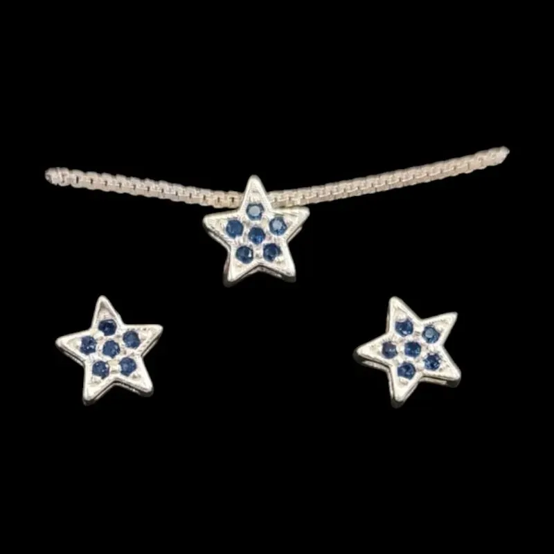 CONJUNTO ESTRELA CAIXINHA  PEDRA AZUL