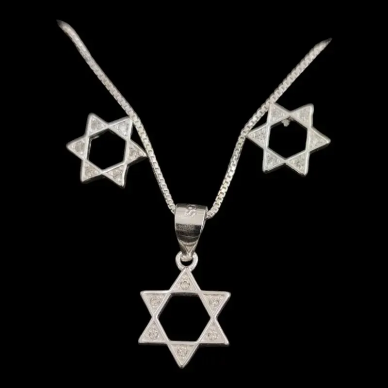 CONJUNTO ESTRELA DE DAVI MICROZIRCONIA CRAVEJADO