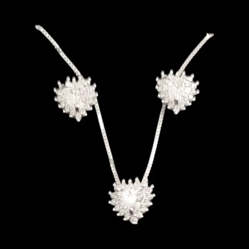 CONJUNTO ZIRCONIA CORAÇÃO MOLDURA CRAVEJADA BRANCO