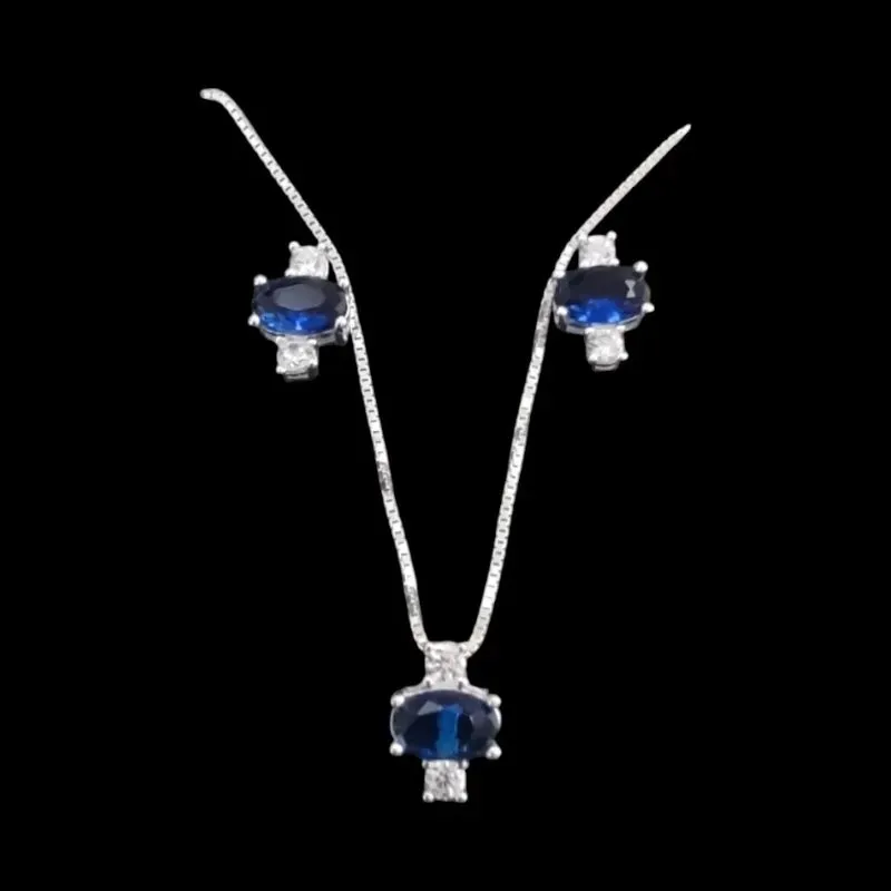 CONJUNTO ZIRCONIA OVAL AZUL